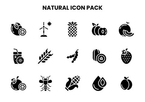 Natural Glyph Bundle Icons Pack 스톡 일러스트