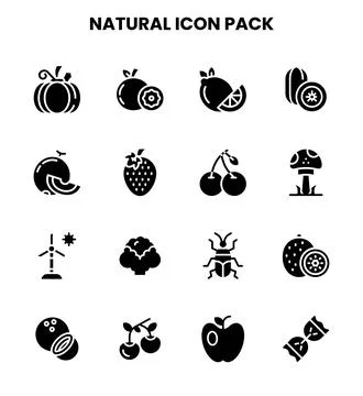 Natural Glyph Vector Icons Pack Ilustração Stock