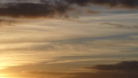 Natural golden clouds with sun - Real Time Sky - Cloudscape with Birds Stock Footage 138976449