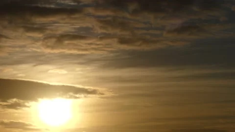 Natural golden clouds with sun - Real Time Sky - Cloudscape with Birds Stock Footage 138995681