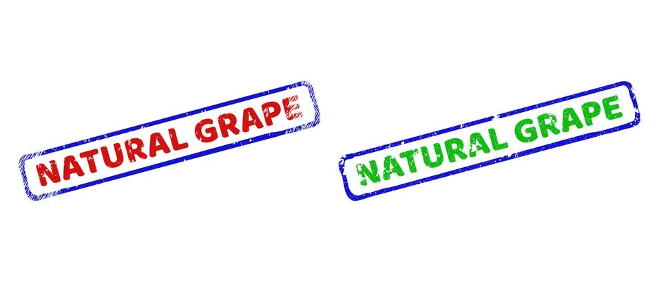 NATURAL GRAPE Bicolor Rough Rectangle Watermarks with Distress Surfaces Stock Illustration