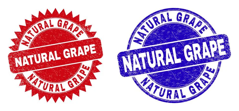 NATURAL GRAPE Rounded and Rosette Watermarks with Corroded Texture Stock Illustration