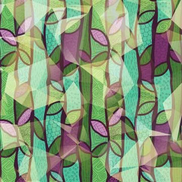 Natural green and purple spring pattern イラスト素材