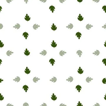 Natural green oak seamless pattern isolated on white background. Stock Illustration