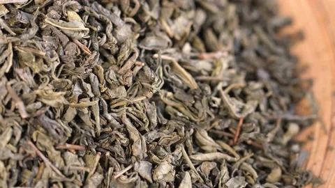 Natural Green Tea, Macro, Dry Healthy Herbs, Isolated, Rotation. Background of Stock Footage 167749435