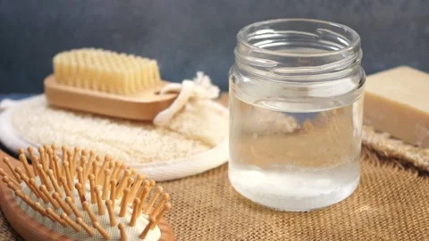 Natural hair care routine using basic ingredients for healthy hair Video stock 301103769