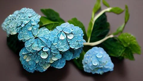 Natural hand-painted material of hydrangea and rain Stock Illustration