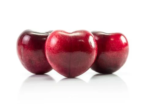 Natural heart shape from cherry fruit Stock Photos