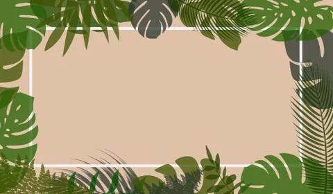 Natural horizontal vector background with tropical leaves in pastel colors Illustrazione stock