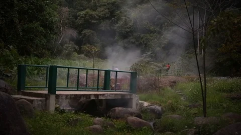 Natural hot baths in Laos Stock Footage 104120637