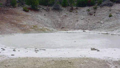 Natural Hot Mud Spring In Volcanic Basin Stock Footage 330302541
