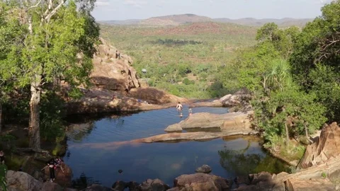 Natural infinity pools at Gunlom Falls in Kakadu NP Video stock 71230653