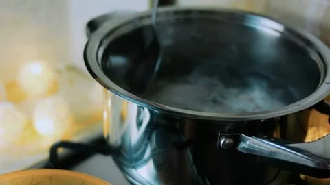 Natural ingredient study: lifting cooked chicken from broth Foto stock