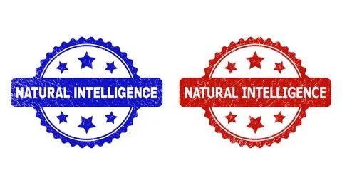 NATURAL INTELLIGENCE Rosette Seals with Grunge Texture Illustrazione stock