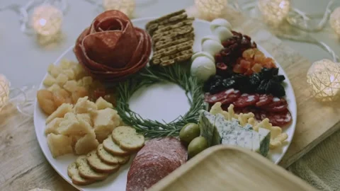 Natural intimate preparation of placing nuts among the cheese Stock Footage 342139637