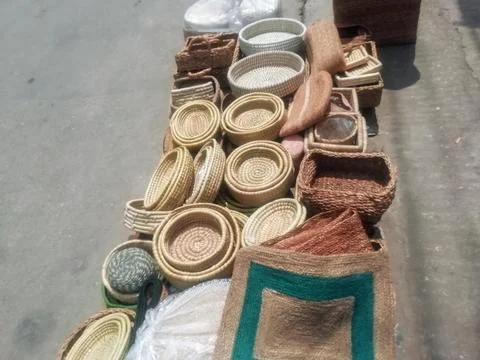 Natural Jute Baskets.jpeg Stock Photos
