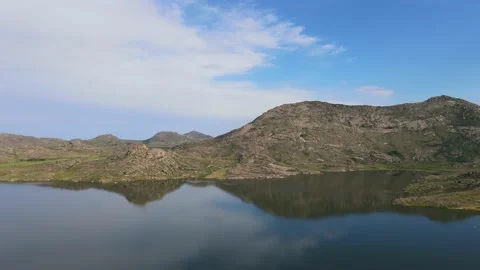 Natural Lake Landscape Reflection Speeding On Water Level Video stock 157111829