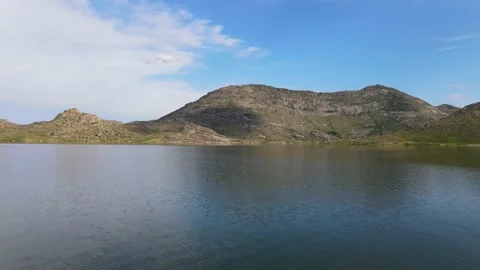 Natural Lake Landscape Reflection Speeding On Water Level Stock Footage 157809804