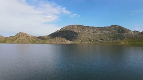 Natural Lake Landscape Reflection Speeding On Water Level Stock Footage 157811068
