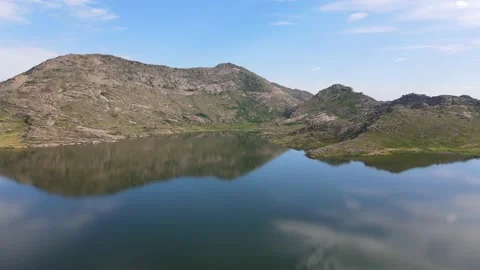 Natural Lake Landscape Reflection Speeding On Water Level Stock Footage 157817978