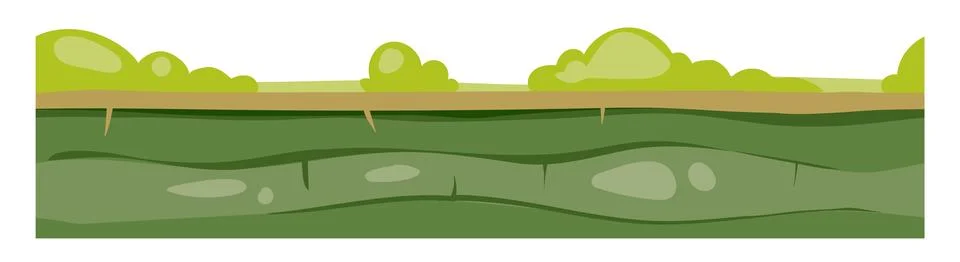 Natural landscape game background. Cartoon seamless ground Ilustración de archivo