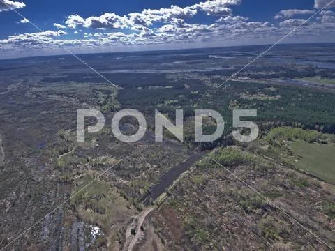 Natural landscape from the height of the drone. Stock Photos