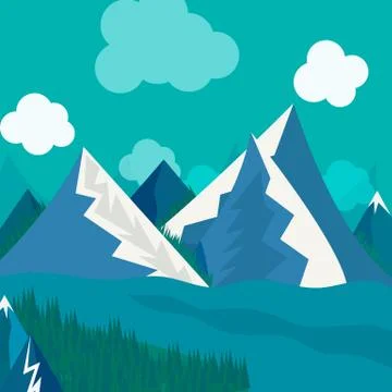 Natural landscape in the style of flat Stock Illustration