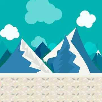 Natural landscape in the style of flat Stock Illustration