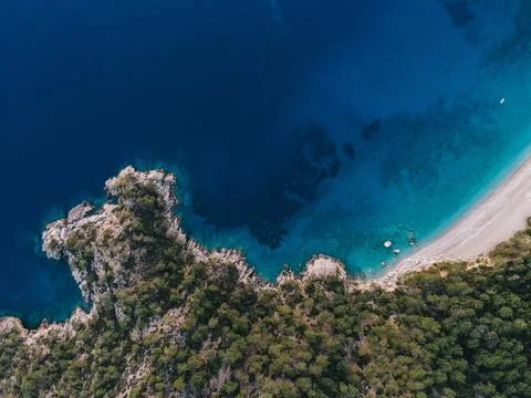 Natural landscape of summer Turkey beach on sea of blue and turquoise color Stock Photos