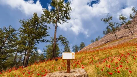 Natural landscape with technological elements of the future 3d render Stock Illustration