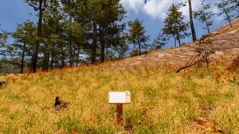 Natural landscape with technological elements of the future 3d render Stock Illustration