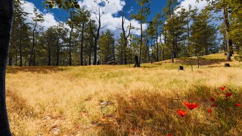 Natural landscape with technological elements of the future 3d render Stock Illustration