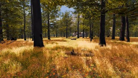 Natural landscape with technological elements of the future 3d render Stock Illustration