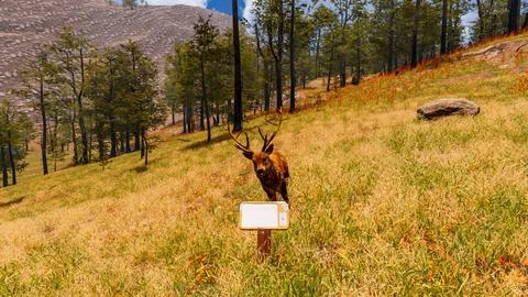 Natural landscape with technological elements of the future 3d render Stock Illustration