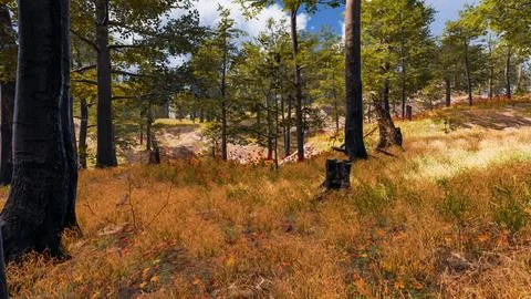 Natural landscape with technological elements of the future 3d render Stock Illustration