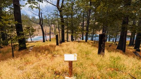 Natural landscape with technological elements of the future 3d render Stock Illustration