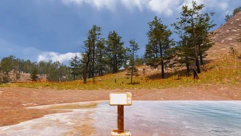 Natural landscape with technological elements of the future 3d render Stock Illustration