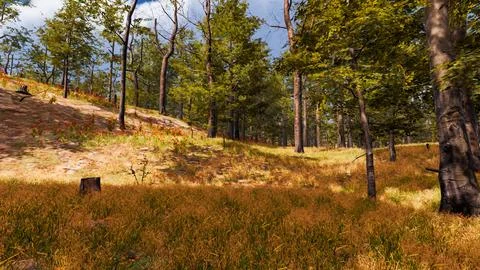 Natural landscape with technological elements of the future 3d render Stock Illustration