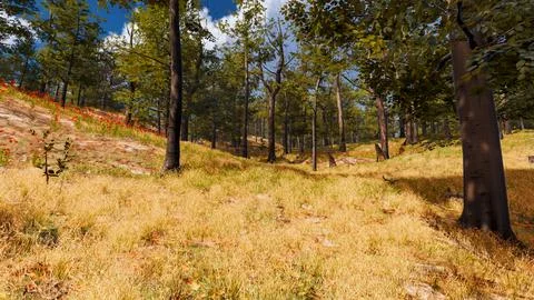 Natural landscape with technological elements of the future 3d render Illustrazione stock