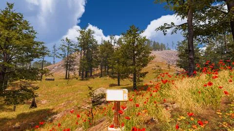 Natural landscape with technological elements of the future 3d render Stock Illustration