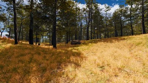 Natural landscape with technological elements of the future 3d render Illustrazione stock