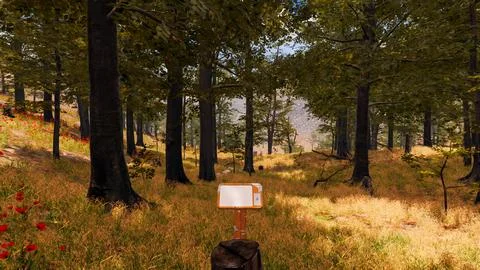 Natural landscape with technological elements of the future 3d render Stock Illustration