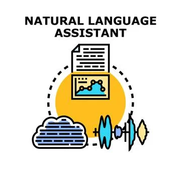 Natural language assistant processing information and voice data Stock Illustration