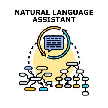 Natural language assistant processing information concept Stock Illustration