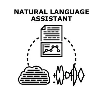 Natural language assistant processing information and voice data Stock Illustration