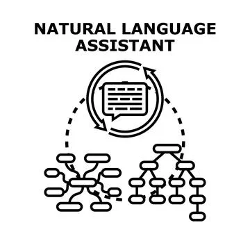 Natural language assistant processing information concept Stock Illustration