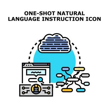 Natural language instruction and one shot ai learning concept Stock Illustration