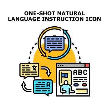 Natural language learning instruction icon concept 스톡 일러스트