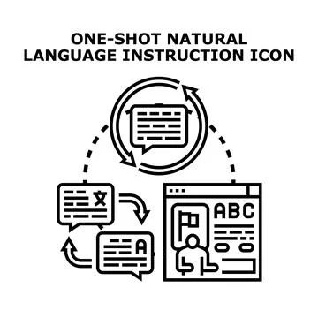 Natural language learning instruction icon concept Stock Illustration