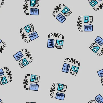 Natural language model nlp vector seamless pattern Stock Illustration